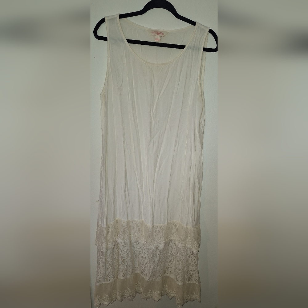 April Cornell Cream Lace Trim Nightgown